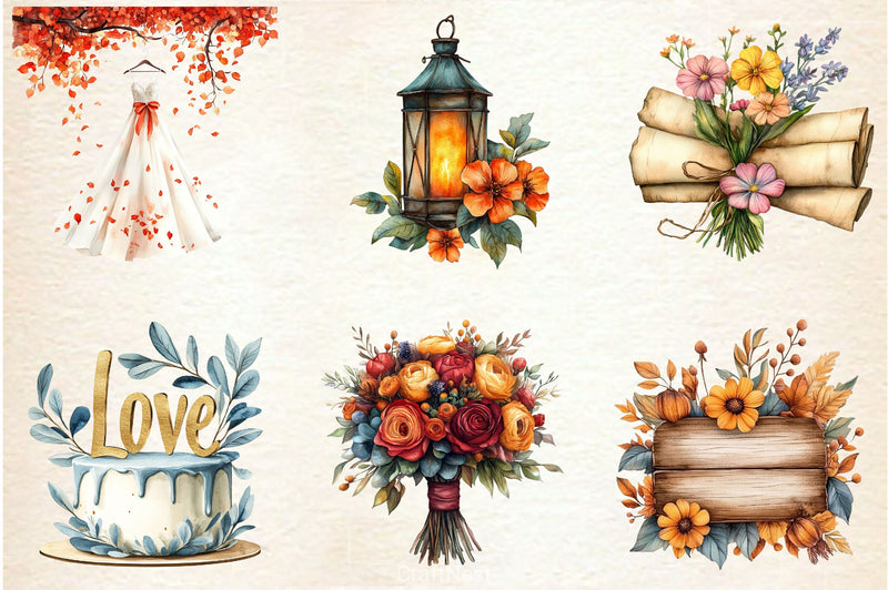 Autumn Wedding Clipart Bundle 2 - CraftNest - Digital Crafting and Art