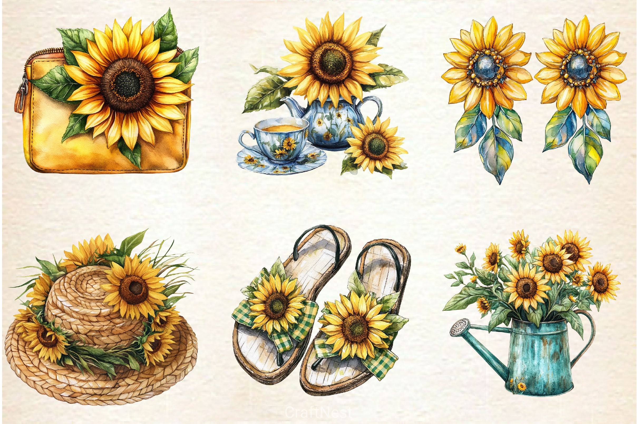 Sunflower Fashion Cottagecore Decor Clipart Bundle - CraftNest - Digital Crafting and Art
