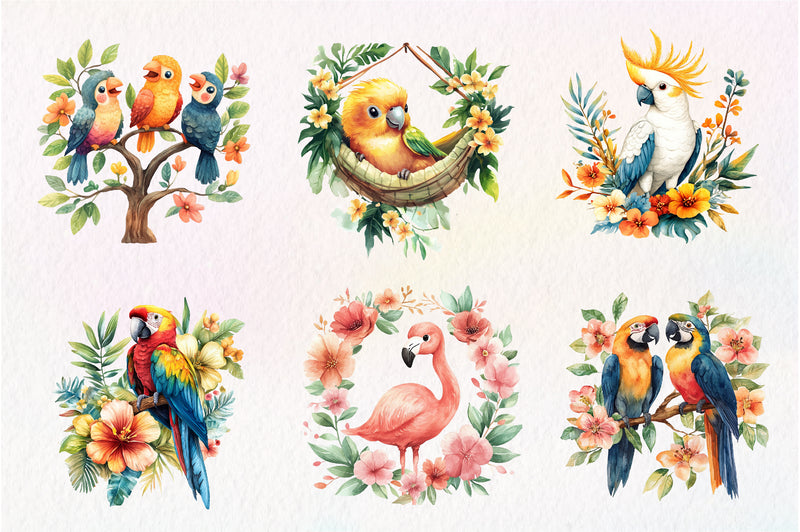 Tropical Bird Jungle Bird Clipart Bundle - CraftNest - Digital Crafting and Art