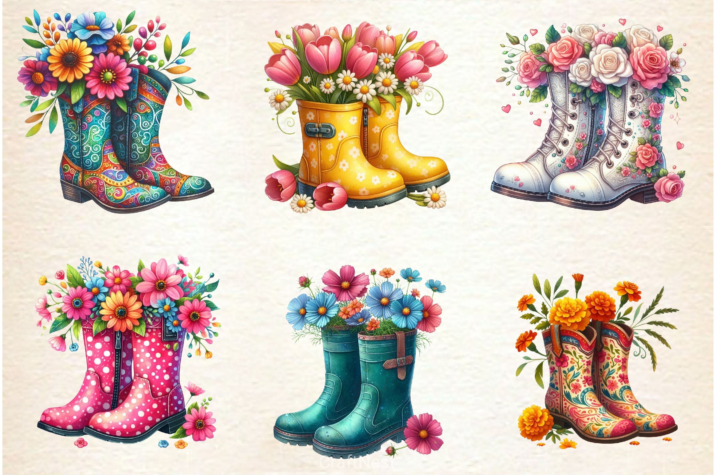 Garden Boots Clipart Bundle 3 - CraftNest - Digital Crafting and Art