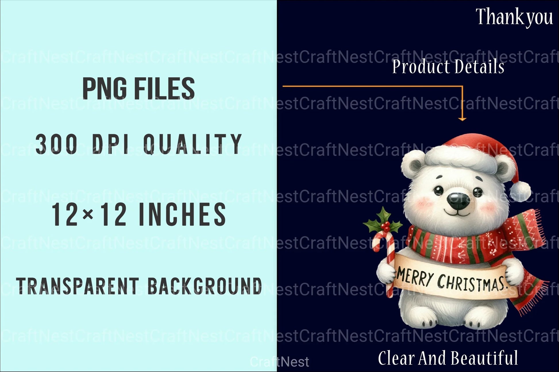Polar Bear Christmas Clipart Bundle 6 - CraftNest - Digital Crafting and Art