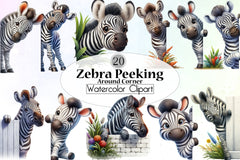 Zebra Peeking Clipart Bundle - CraftNest - Digital Crafting and Art