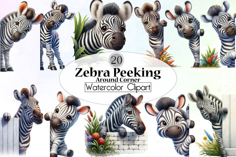 Zebra Peeking Clipart Bundle - CraftNest - Digital Crafting and Art
