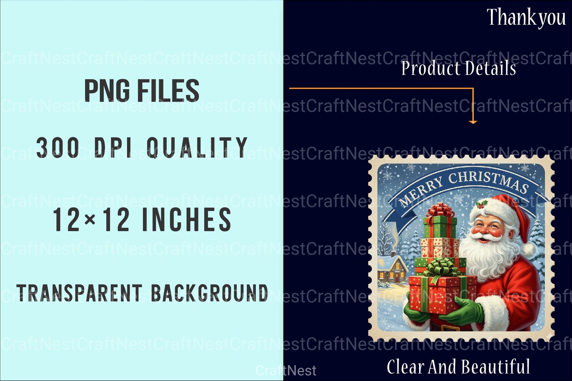 Vintage Christmas Stamps: Retro Santa, Snowman, Tree Clipart Bundle - CraftNest - Digital Crafting and Art