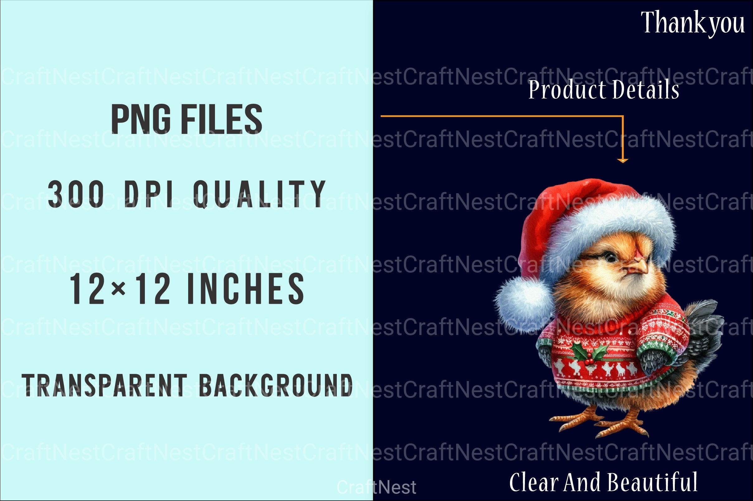 Christmas Chicken Clipart Bundle: Rooster & Hen Collection - CraftNest - Digital Crafting and Art