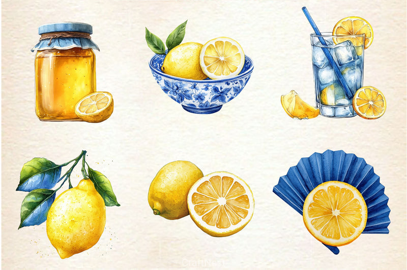 Yellow Blue Lemon Clipart Bundle - CraftNest - Digital Crafting and Art