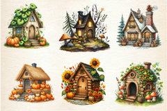 Whimsical Autumn House Clipart Bundle 2 - CraftNest - Digital Crafting and Art