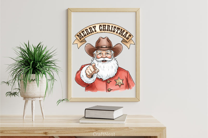 Merry Christmas Cowboy Santa Clipart Bundle - CraftNest - Digital Crafting and Art
