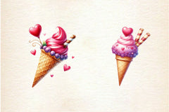 Valentine Love Ice Cream Cone Clipart Bundle 2 - CraftNest - Digital Crafting and Art