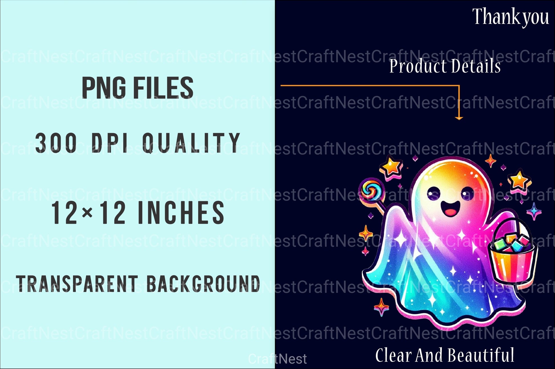 Retro Halloween Iridescent Ghost Clipart Bundle - CraftNest - Digital Crafting and Art