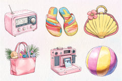 Cute Retro Summer Clipart Bundle - CraftNest - Digital Crafting and Art