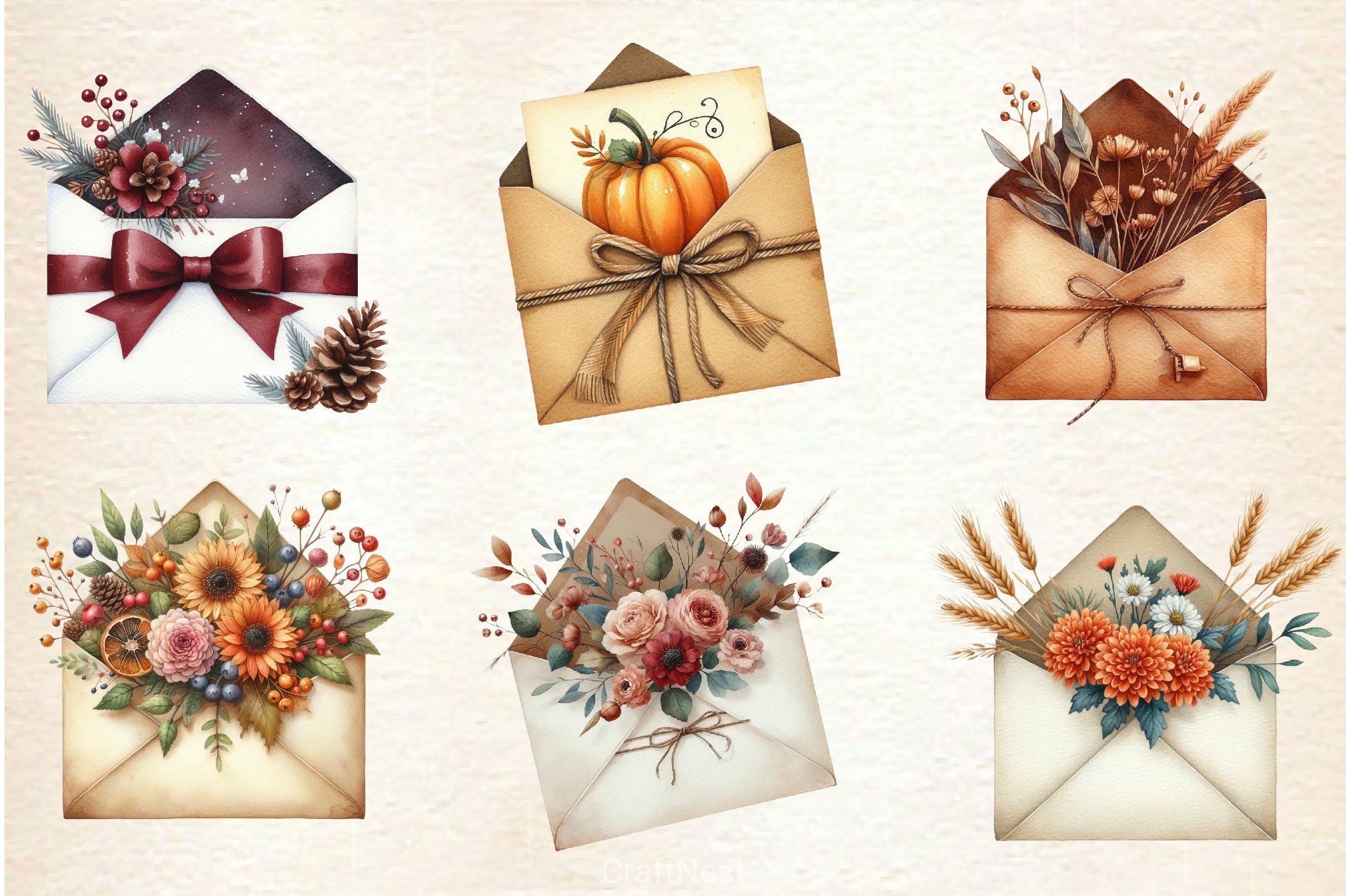 Autumn Envelope Clipart Bundle - CraftNest - Digital Crafting and Art