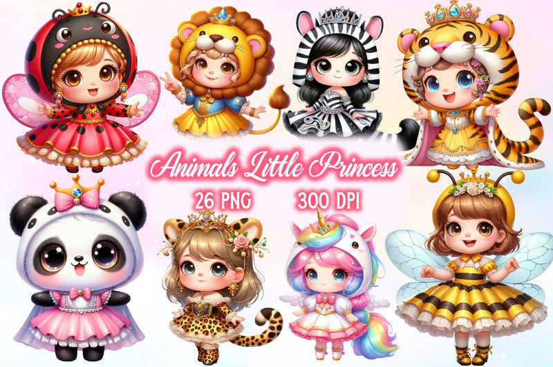 Animals Little Princess Clipart Bundle - CraftNest - Digital Crafting and Art