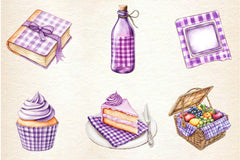 Purple Gingham Summer Clipart Bundle - CraftNest - Digital Crafting and Art