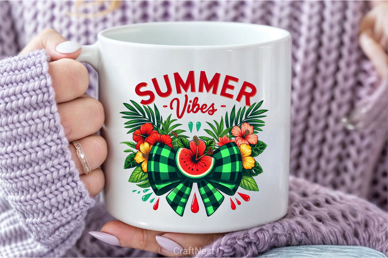Retro Summer Vibes Watermelon Bow Clipart Bundle - CraftNest - Digital Crafting and Art