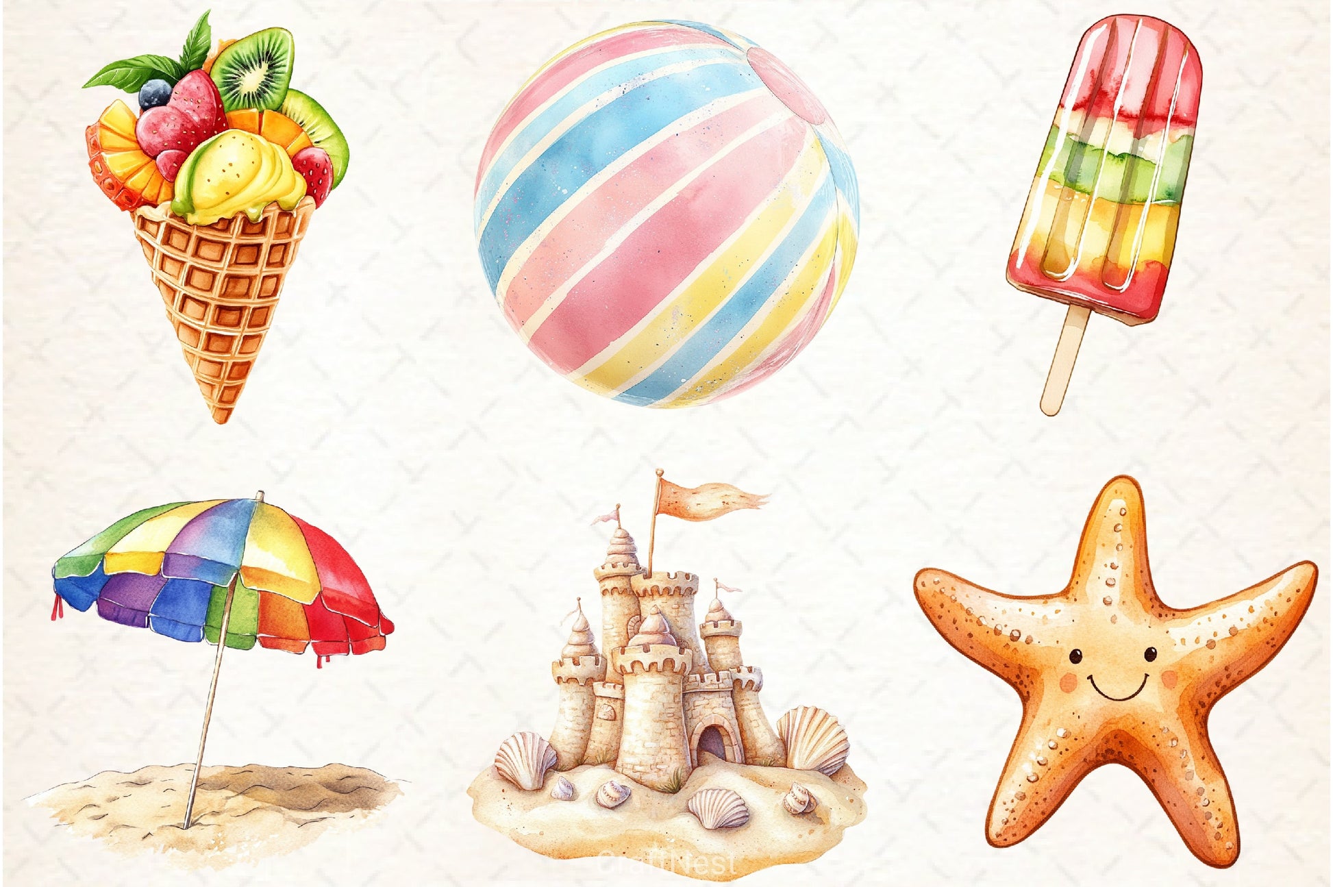 Summer Beach Fun Clipart Bundle - CraftNest - Digital Crafting and Art