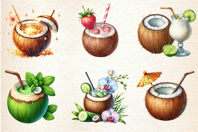 Coconut Drink Clipart Bundle - CraftNest - Digital Crafting and Art