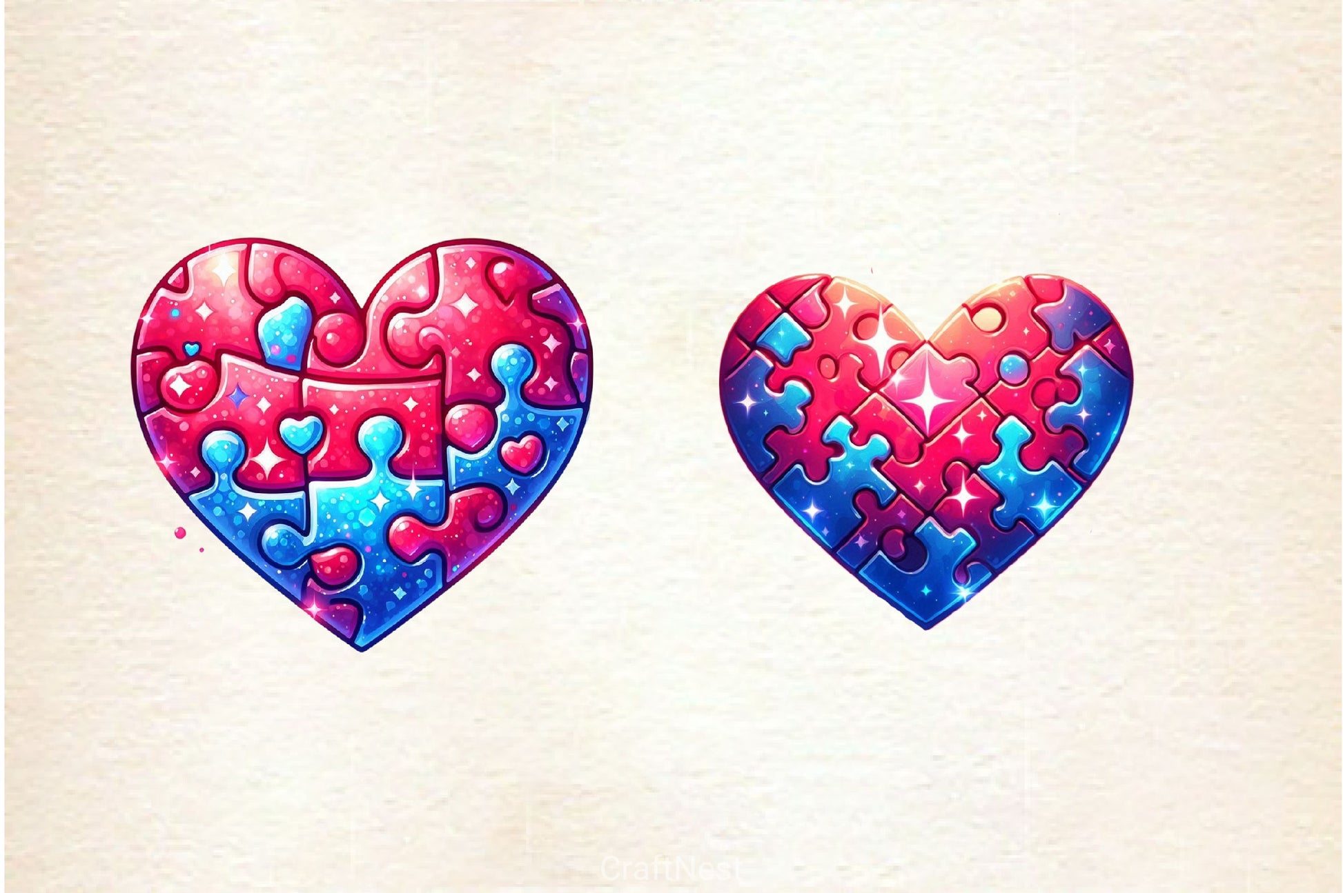 Valentine Puzzle Heart Clipart Bundle - CraftNest - Digital Crafting and Art