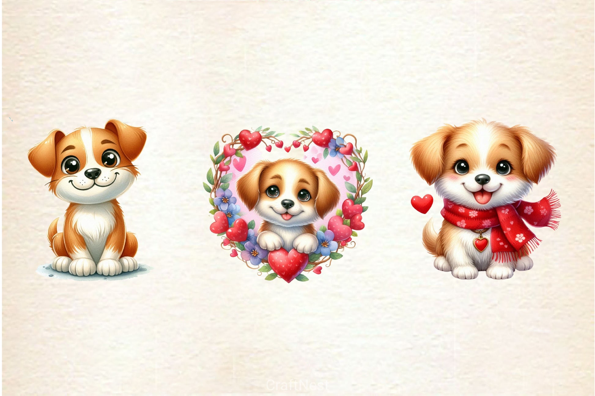 Valentine Dog Clipart Bundle 4 - CraftNest - Digital Crafting and Art