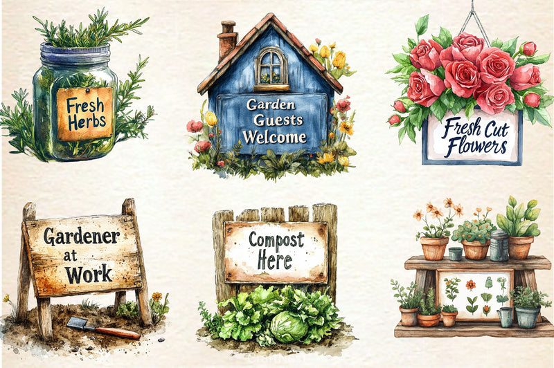 Garden Sign Clipart Bundle - CraftNest - Digital Crafting and Art