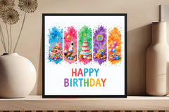 Happy Birthday Brushstroke Design Clipart Bundle - CraftNest - Digital Crafting and Art
