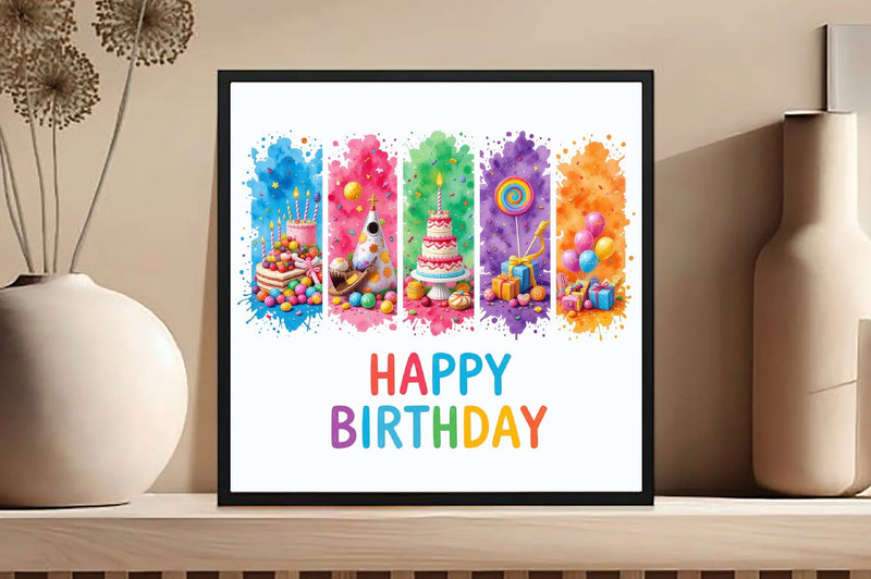 Happy Birthday Brushstroke Design Clipart Bundle - CraftNest - Digital Crafting and Art