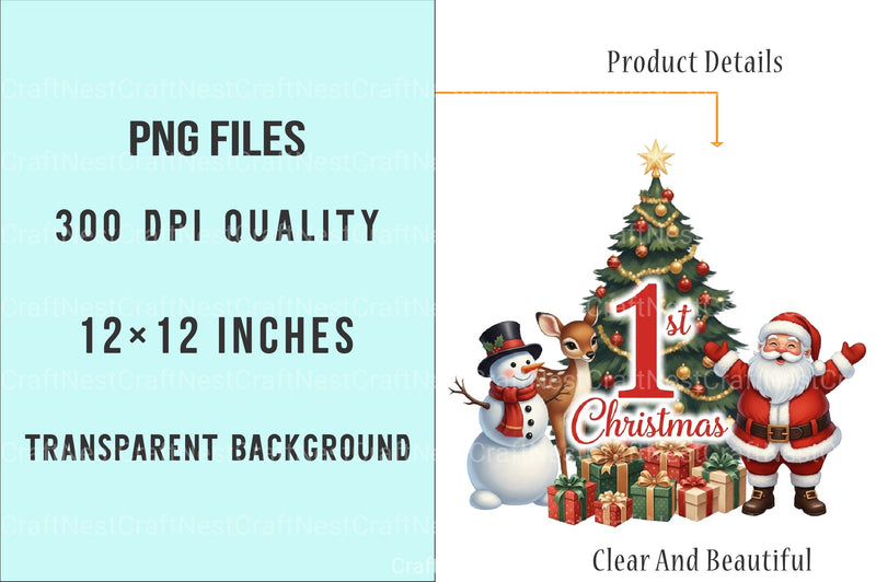 Red Santa Claus First Christmas Clipart Bundle - CraftNest - Digital Crafting and Art