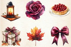 Burgundy Autumn Clipart Bundle 2 - CraftNest - Digital Crafting and Art