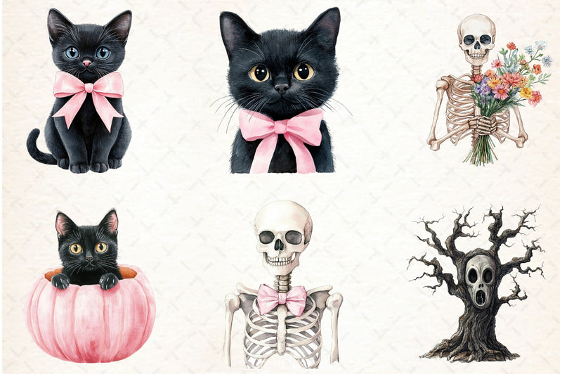 Cute Girly Halloween Clipart Bundle - CraftNest - Digital Crafting and Art
