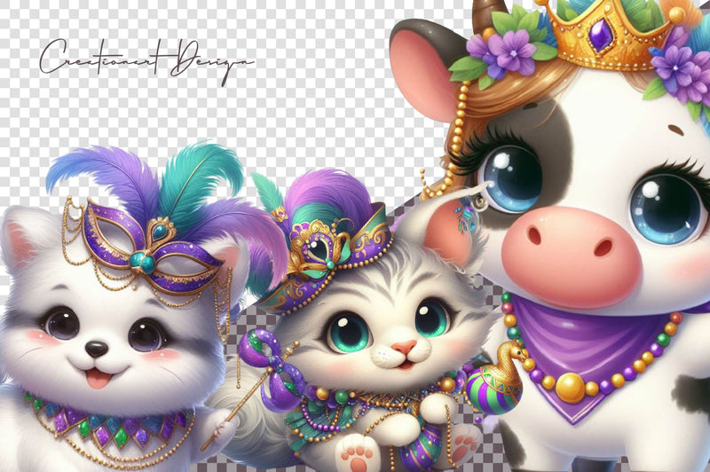 Mardi Gras Animals Clipart Bundle 1 - CraftNest - Digital Crafting and Art