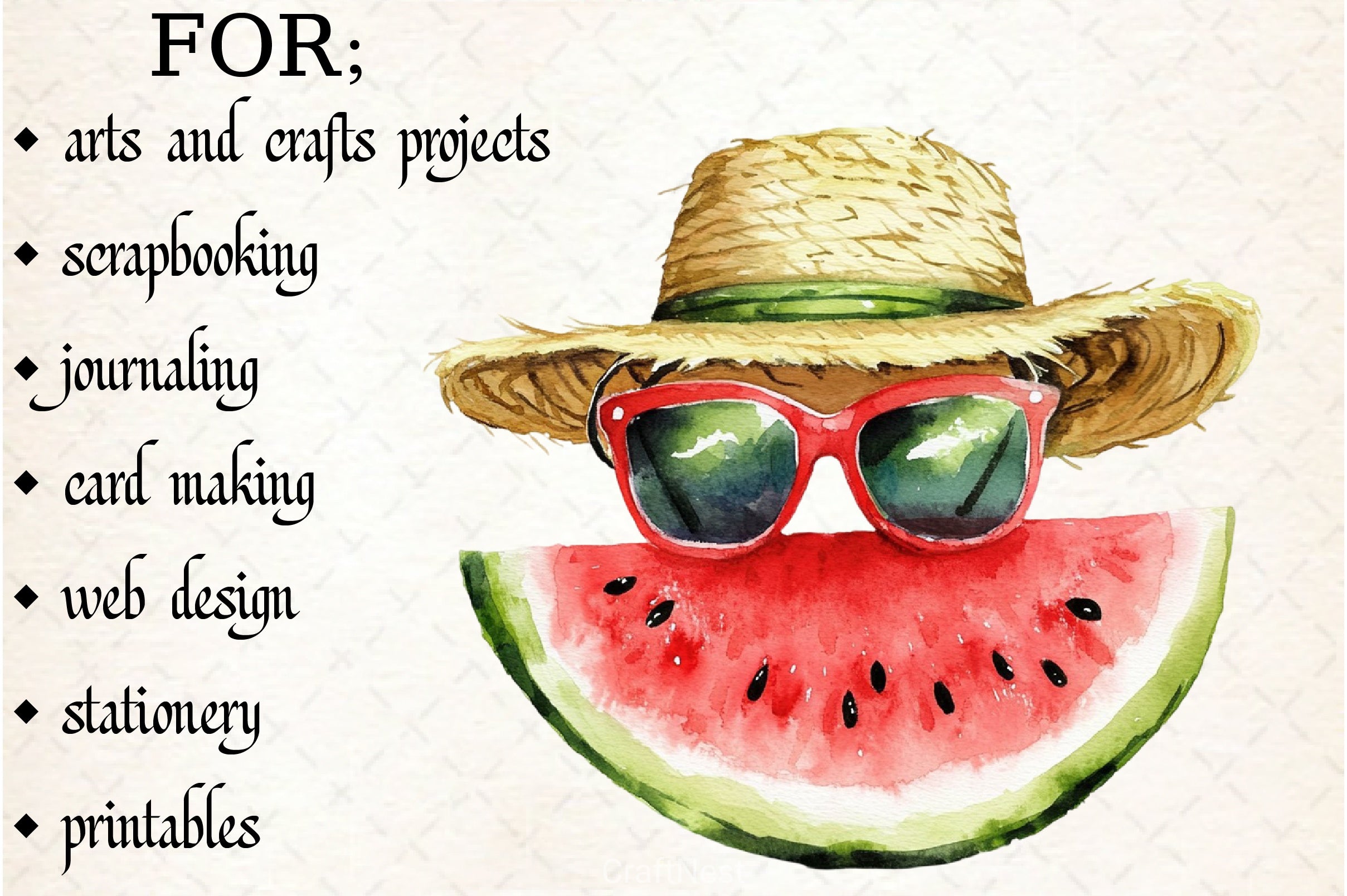 Summer Watermelon Clipart Bundle 9 - CraftNest - Digital Crafting and Art