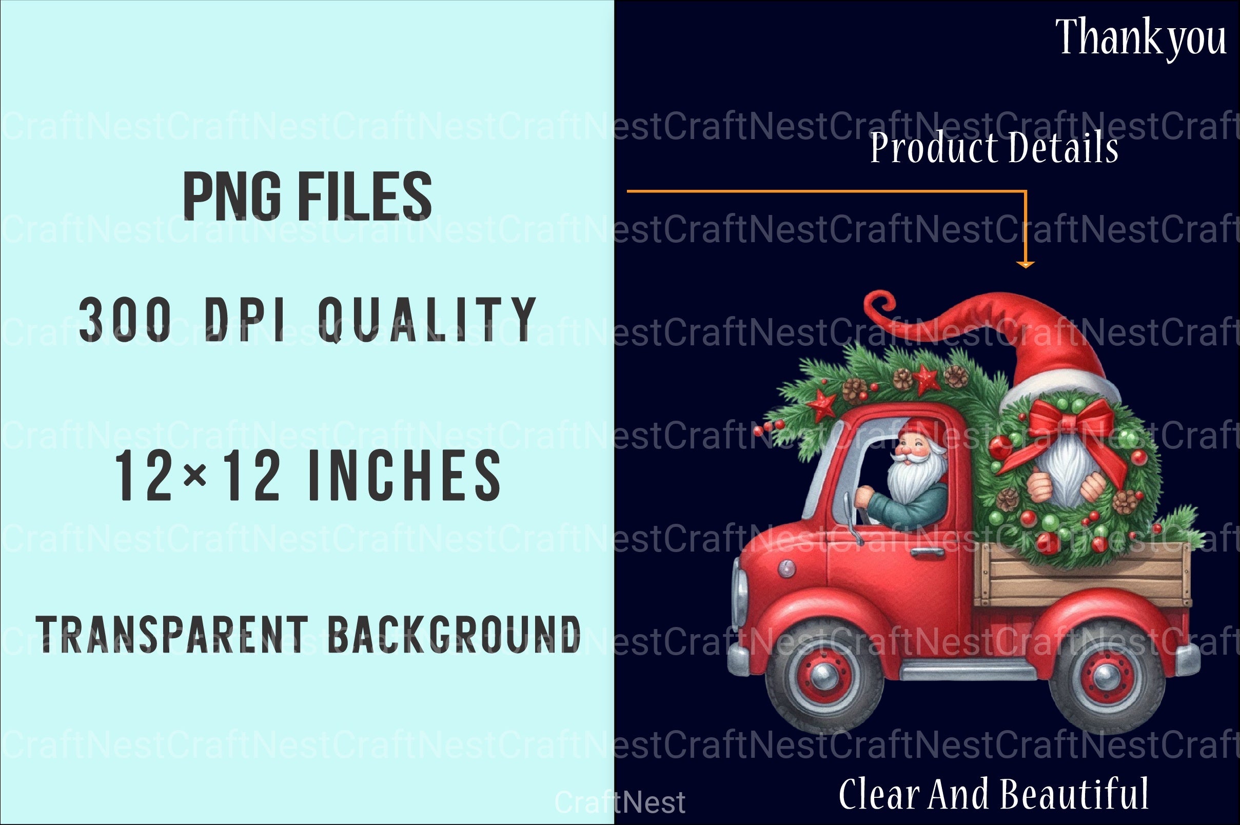 Christmas Truck & Gnomes Winter Clipart Bundle - CraftNest - Digital Crafting and Art