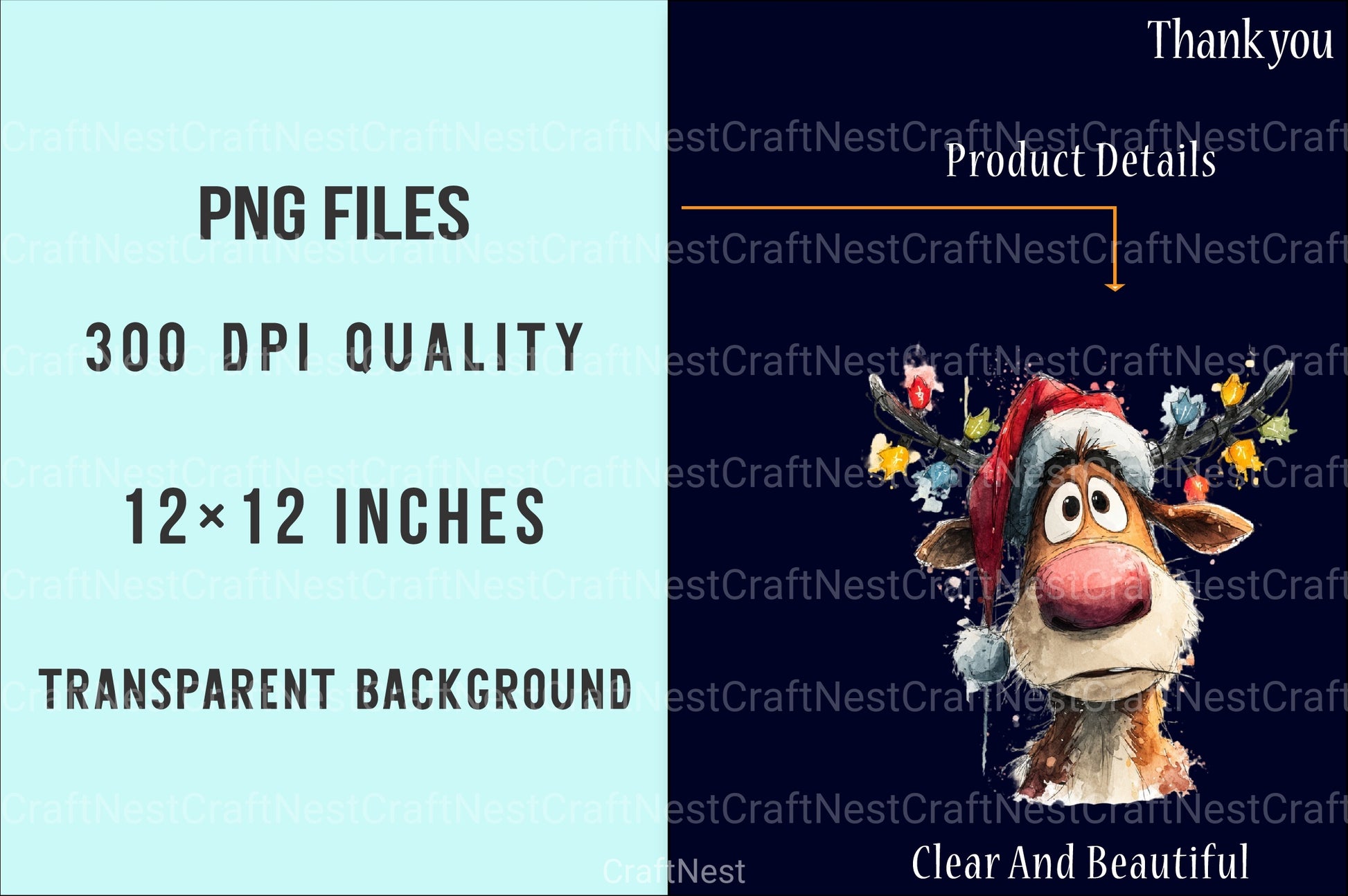 Funny Christmas Reindeer & Tree Clipart Bundle - CraftNest - Digital Crafting and Art