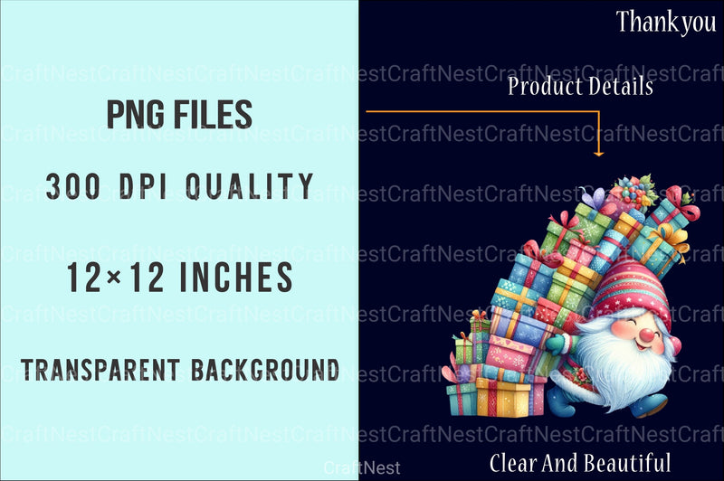 Festive Christmas Gnomes Clipart Bundle - CraftNest - Digital Crafting and Art