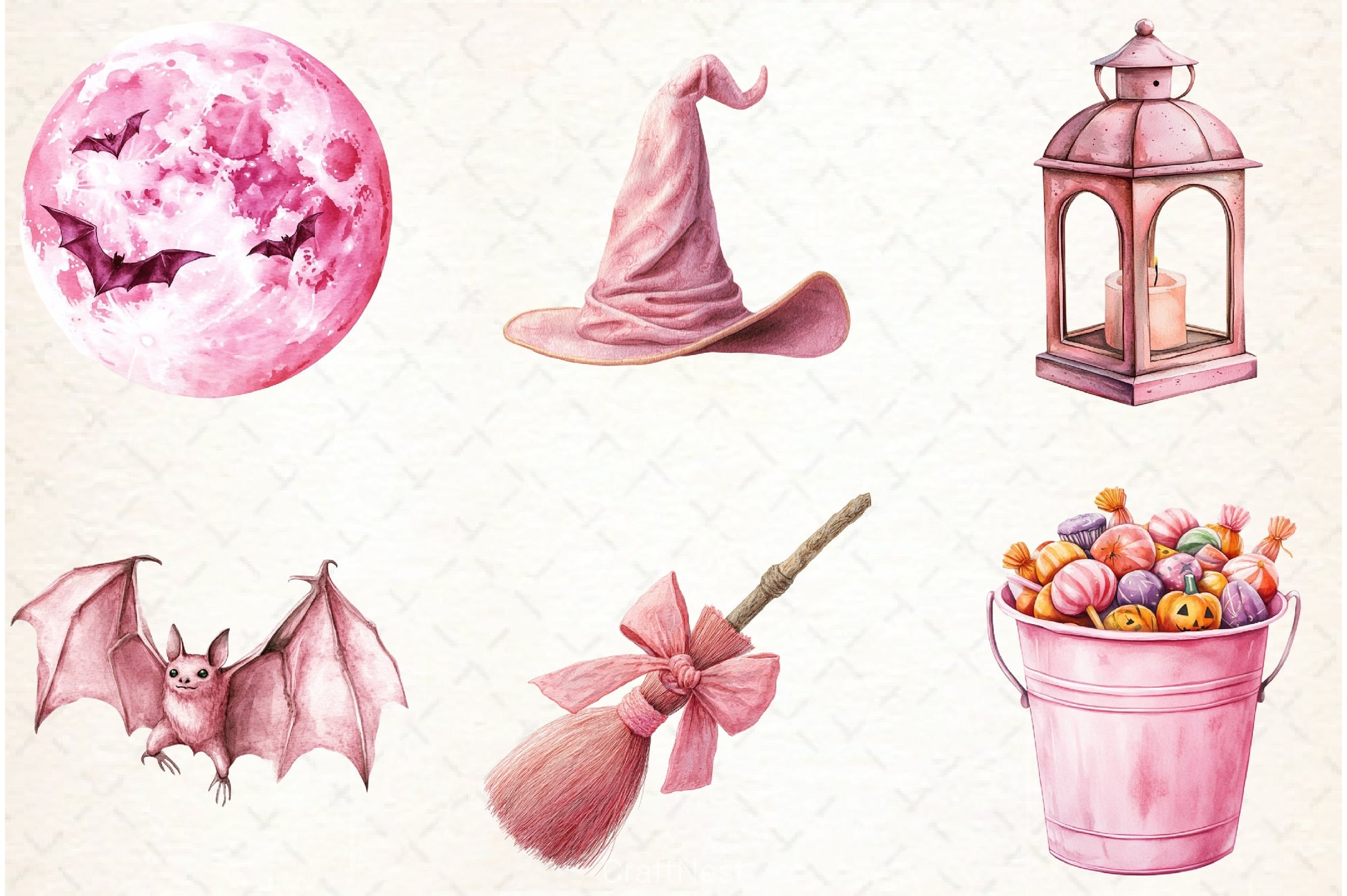 Pastel Pink Halloween Clipart Bundle - CraftNest - Digital Crafting and Art