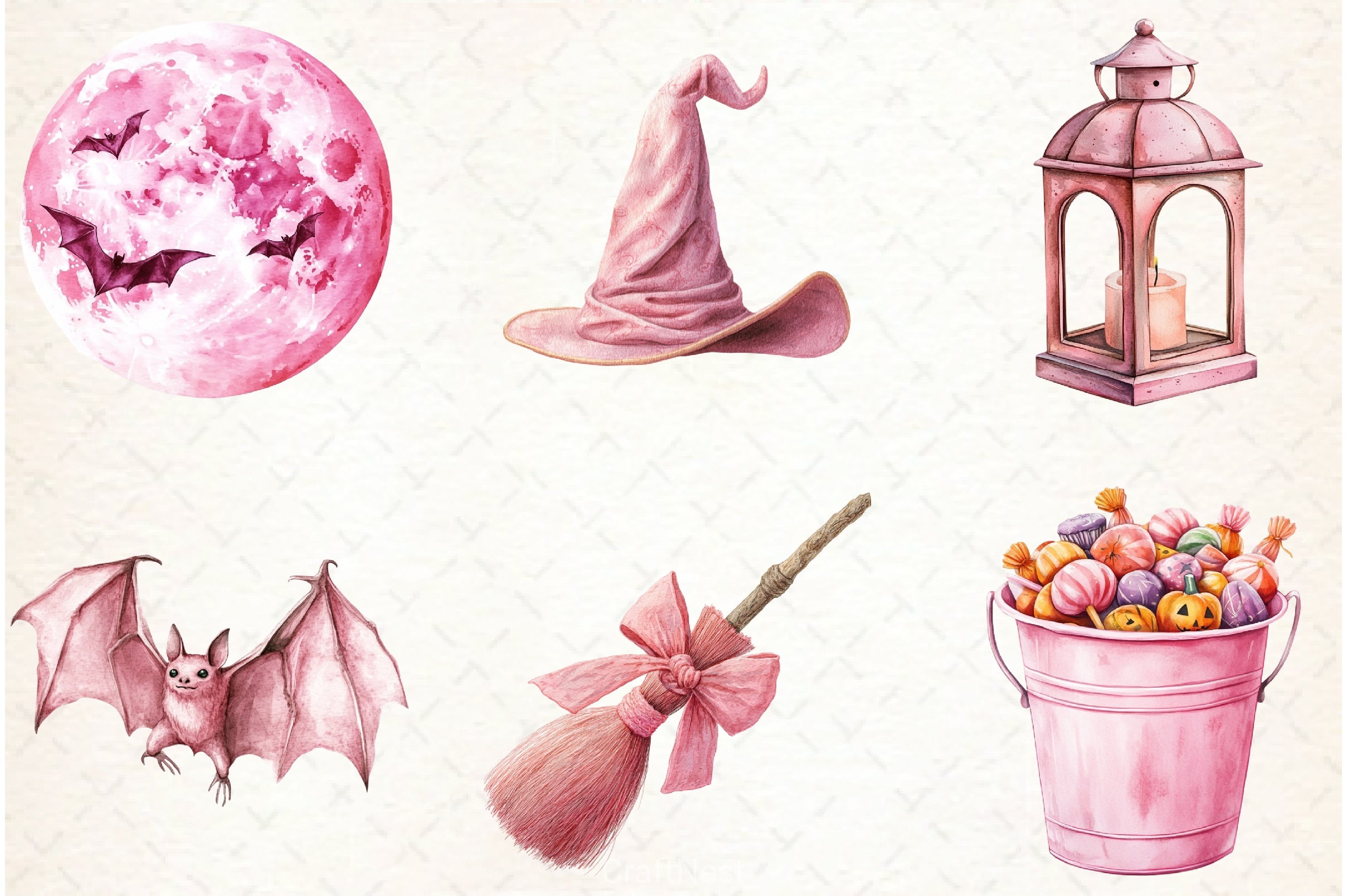 Pastel Pink Halloween Clipart Bundle - CraftNest - Digital Crafting and Art
