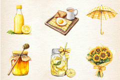 Yellow Gingham Summer Clipart Bundle - CraftNest - Digital Crafting and Art