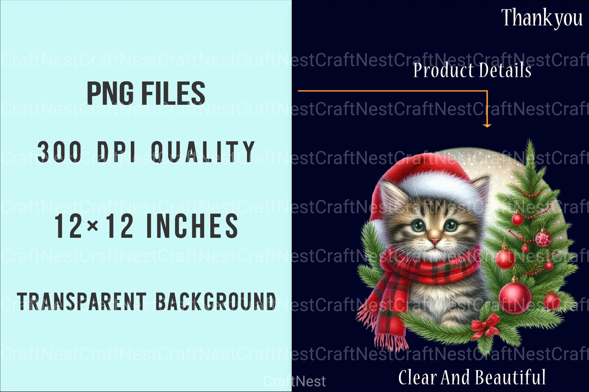 Christmas Cute Cat Ornament Designs - Funny Animal Clipart Bundle 88 - CraftNest - Digital Crafting and Art