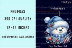 Christmas Polar Bear Clip Art Bundle - CraftNest - Digital Crafting and Art