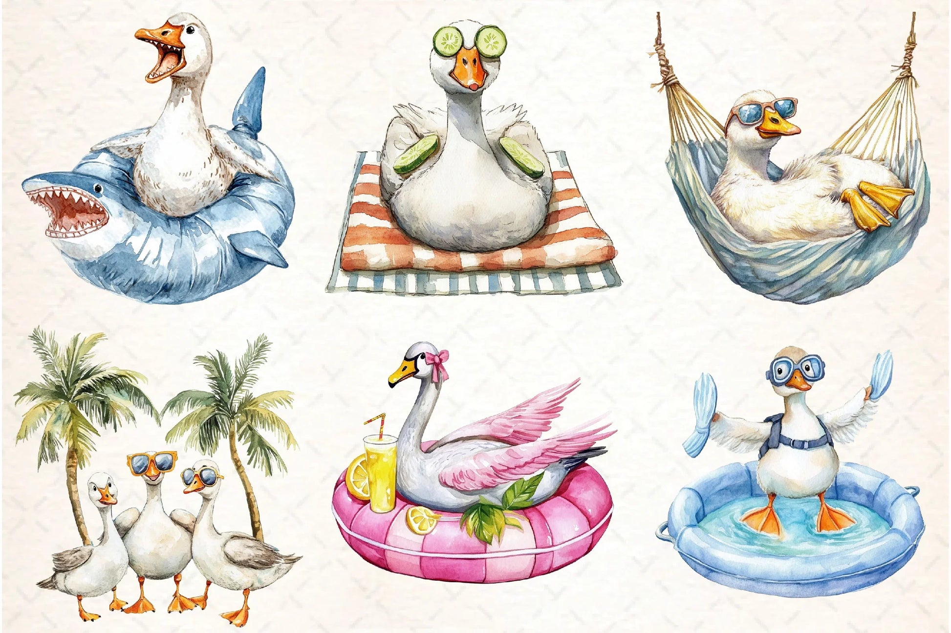 Silly Summer Goose Clipart Bundle - CraftNest - Digital Crafting and Art