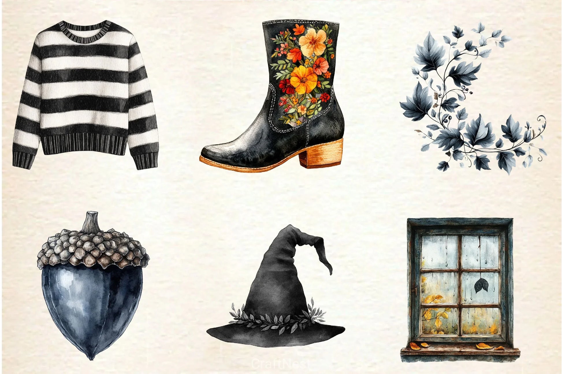 Black White Autumn Clipart Bundle 2 - CraftNest - Digital Crafting and Art