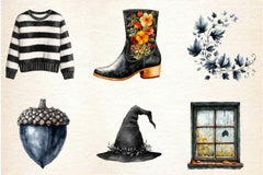 Black White Autumn Clipart Bundle 2 - CraftNest - Digital Crafting and Art