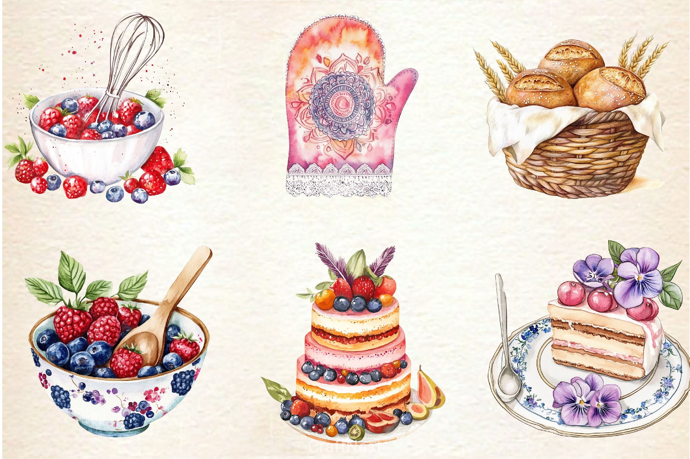 Bohemian Summer Baking Clipart Bundle 2 - CraftNest - Digital Crafting and Art