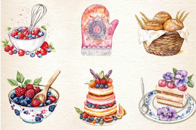 Bohemian Summer Baking Clipart Bundle 2 - CraftNest - Digital Crafting and Art