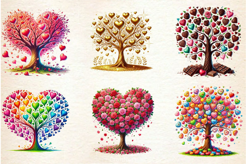 Valentine's Day Heart Tree Clipart Bundle 2 - CraftNest - Digital Crafting and Art