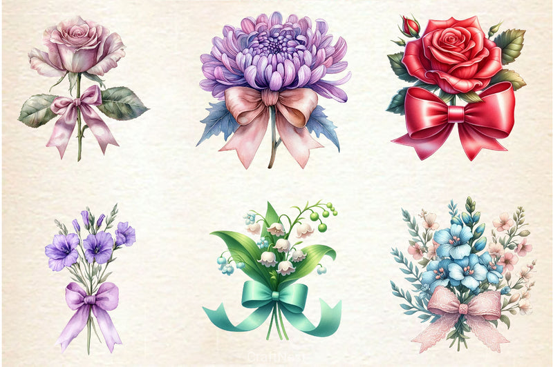 Coquette Birth Month Flowers Clipart Bundle - CraftNest - Digital Crafting and Art