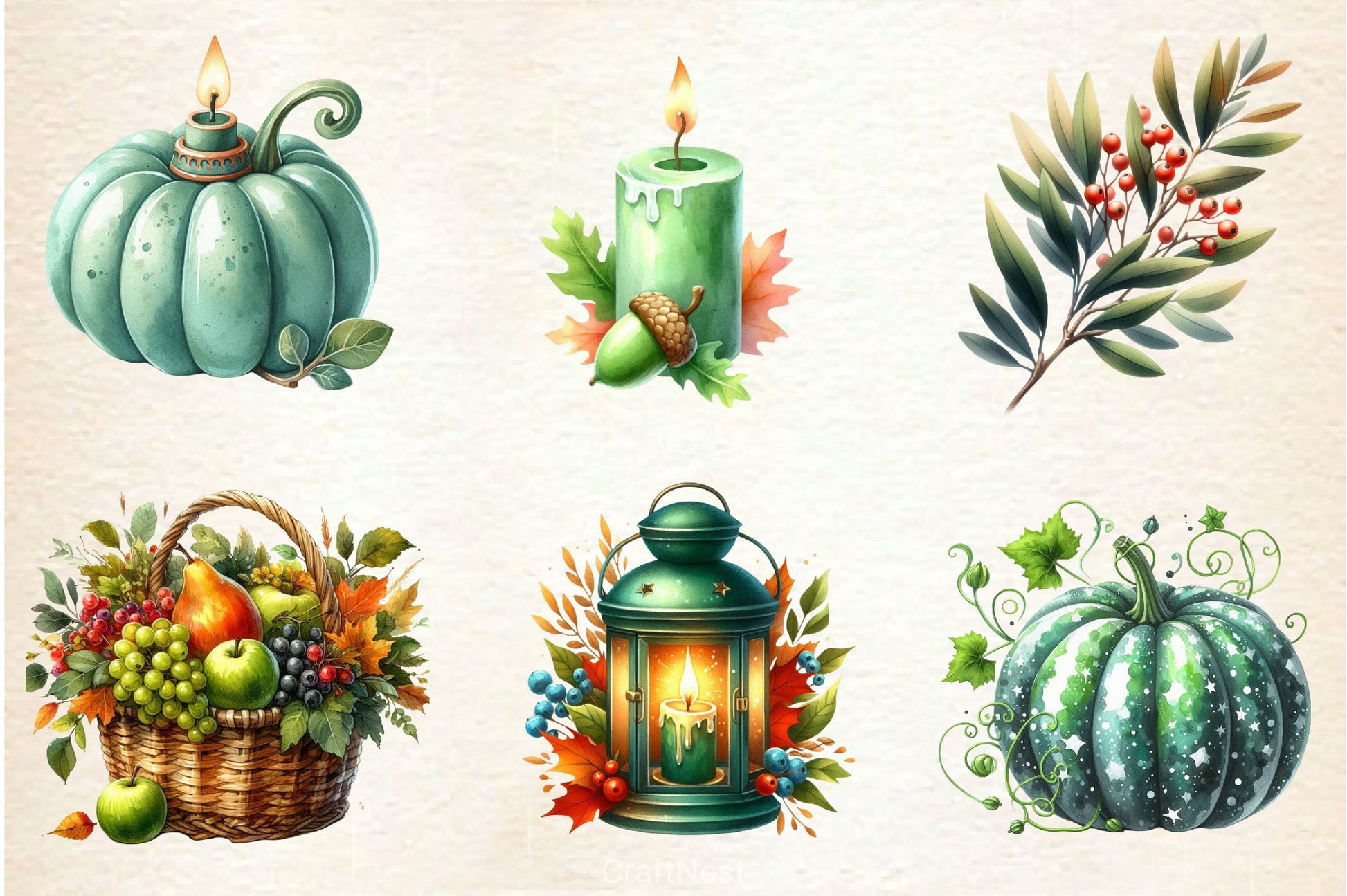 Green Autumn Clipart Bundle - CraftNest - Digital Crafting and Art