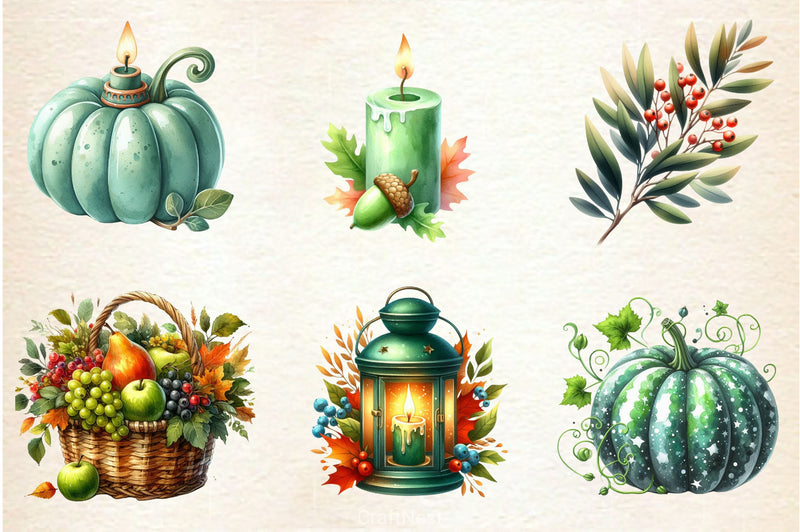 Green Autumn Clipart Bundle - CraftNest - Digital Crafting and Art