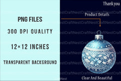 Blue Baubles Christmas Tree Ornaments Clipart Bundle - CraftNest - Digital Crafting and Art