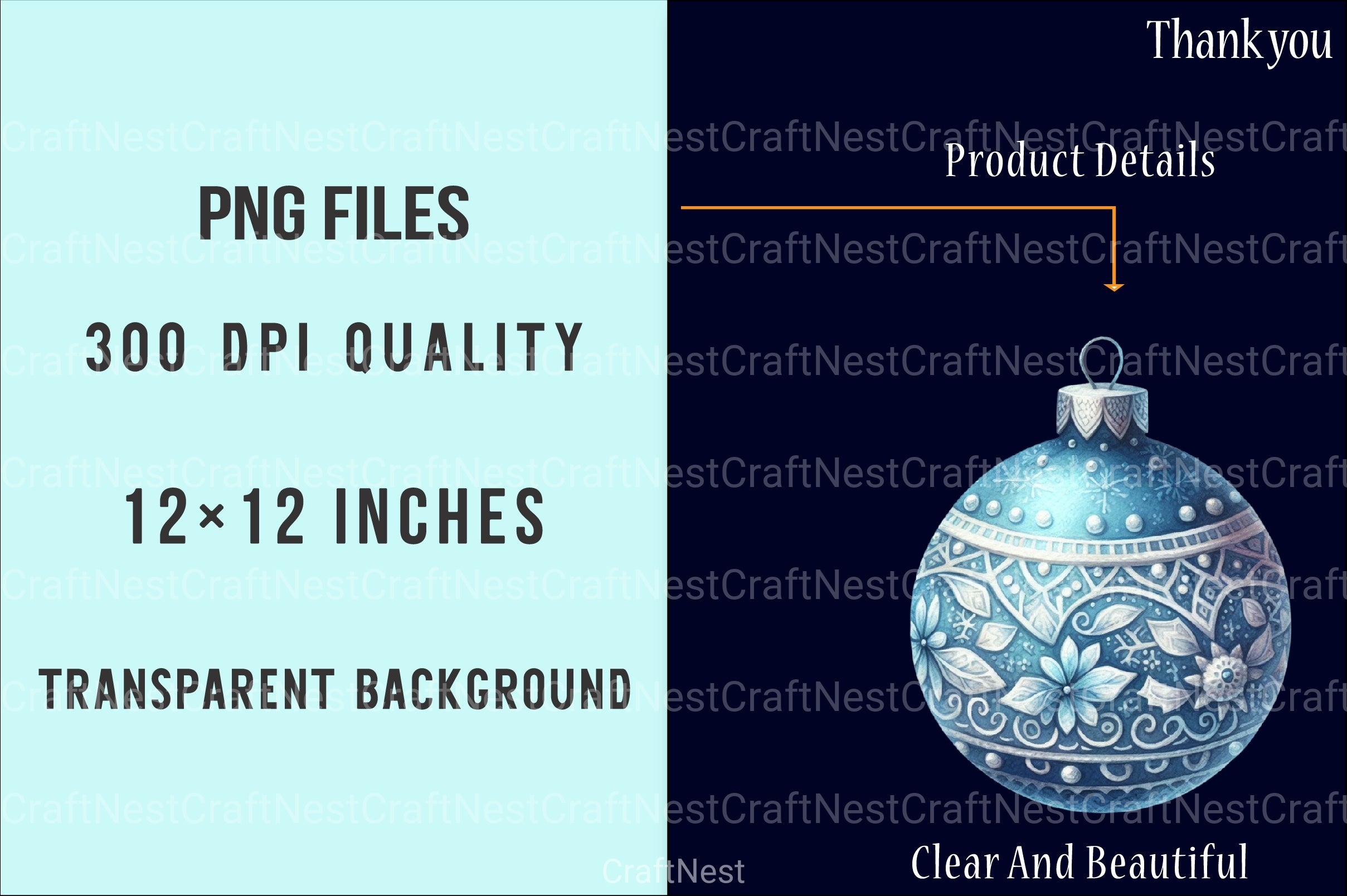 Blue Baubles Christmas Tree Ornaments Clipart Bundle - CraftNest - Digital Crafting and Art